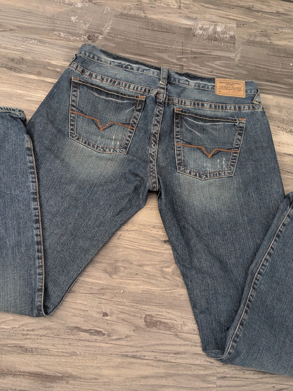 GUESS Straight-Leg Jeans in Faded Blue Denim